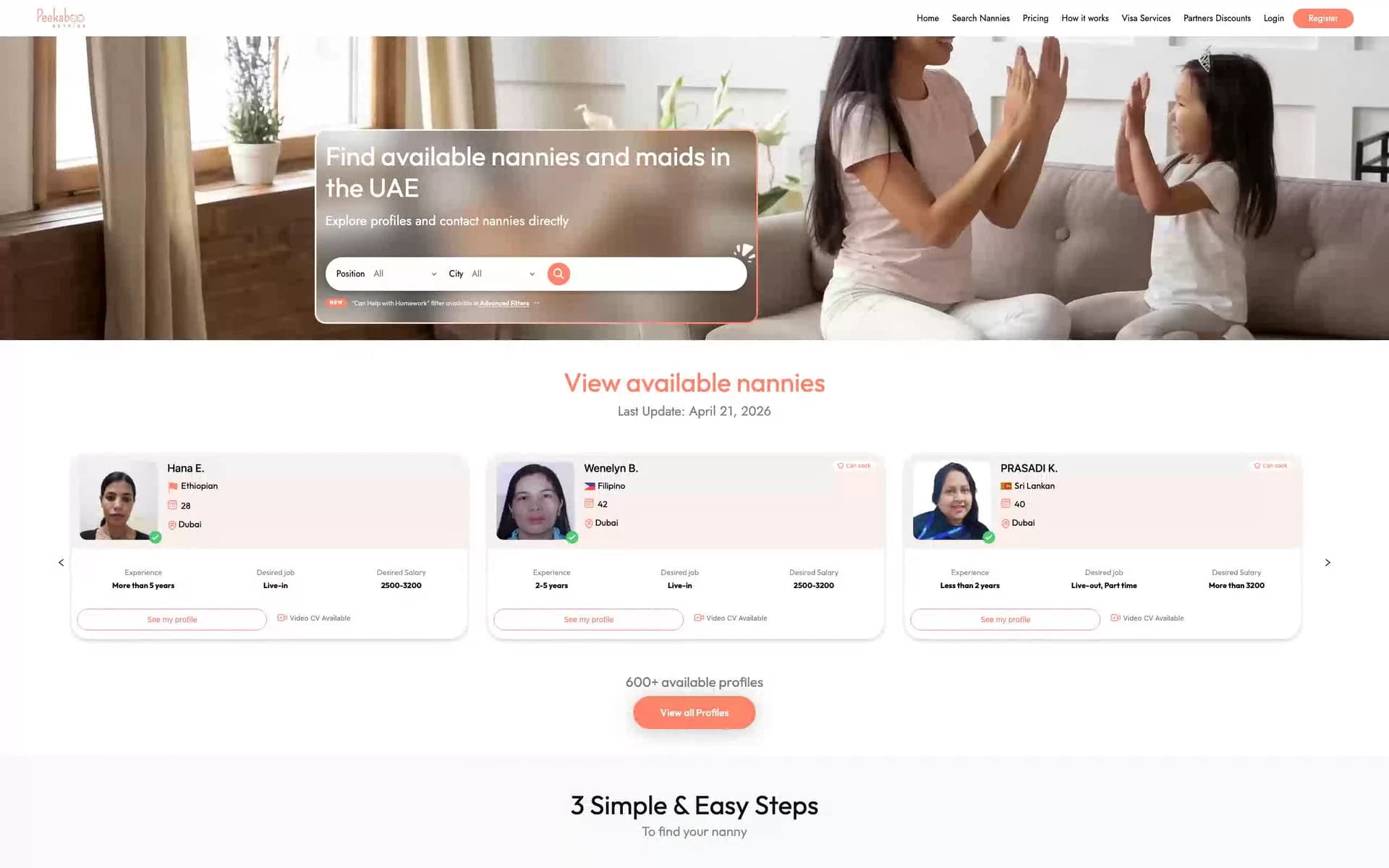Peekaboo Nannies — recent work